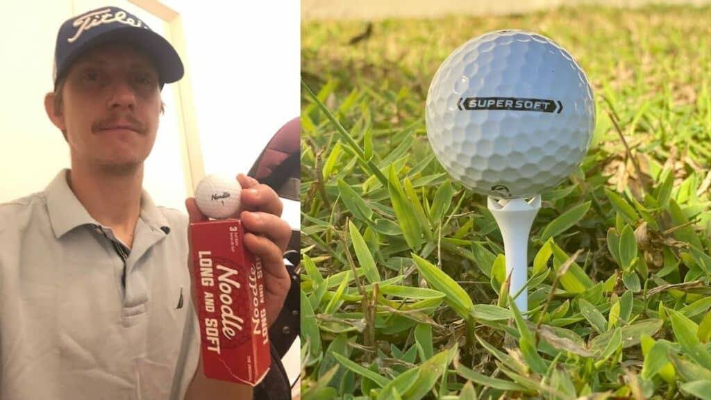 matt callcott stevens with noodle long and soft and callaway supersoft golf balls which are good for seniors