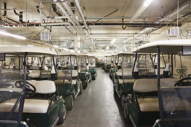 Cle Elum, Washington, USA,Golf carts in storage