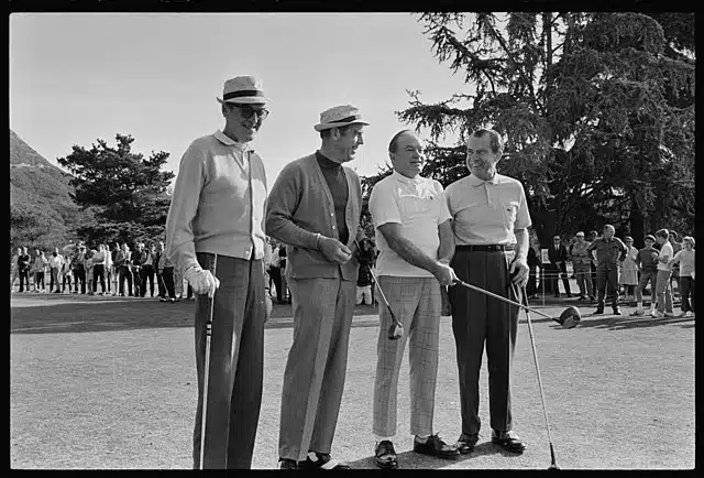 Richard Nixon with jimmy stewart and fred macmurry golf course