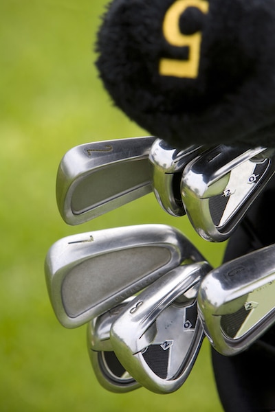 Close-up of golf clubs