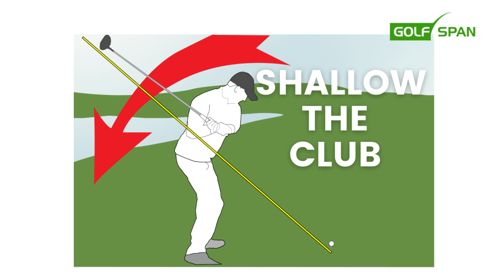golfer shallow a club by not swinging as high