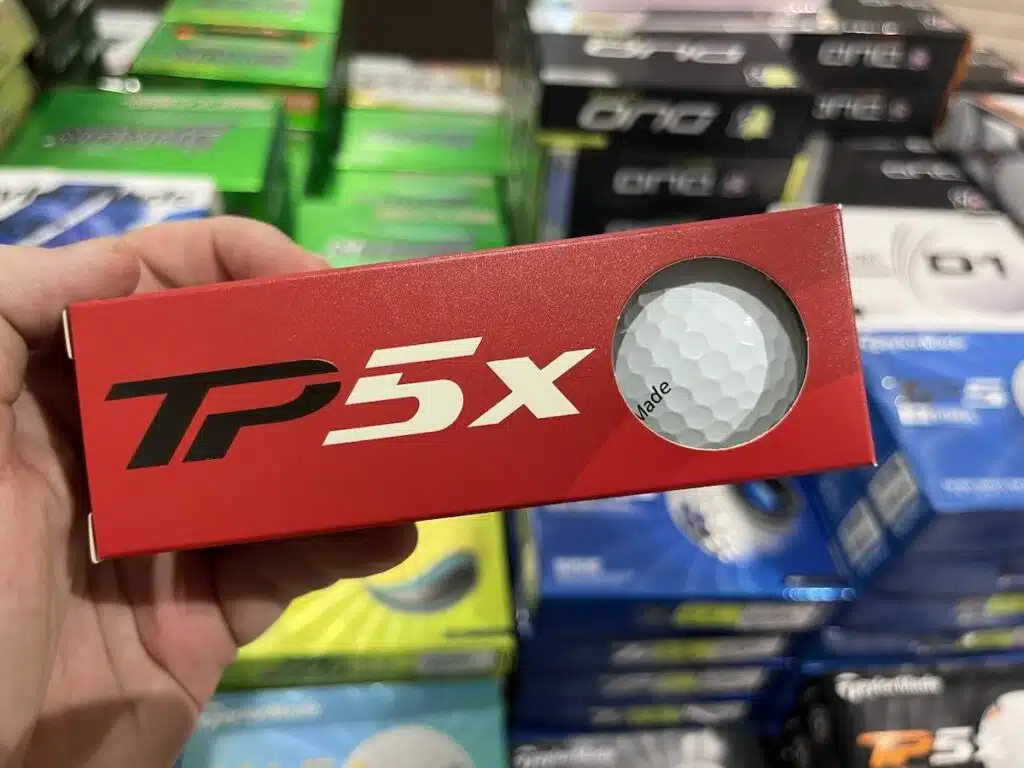 Taylormade TP5x box side golf ball