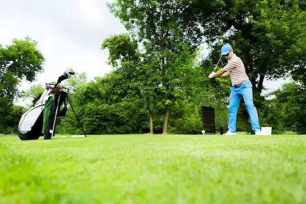 Golfer getting ready to hit the drive