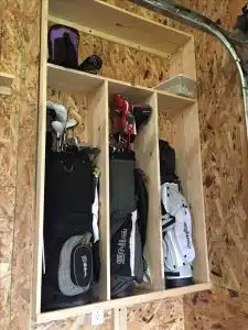 home made golf bag storage by chag mcdonald