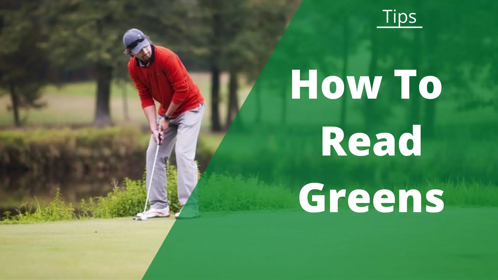 man putting reading greens