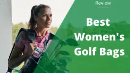 woman carrying golf bag