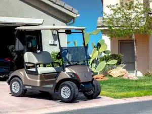 street legal golf cart yamaha in driveway