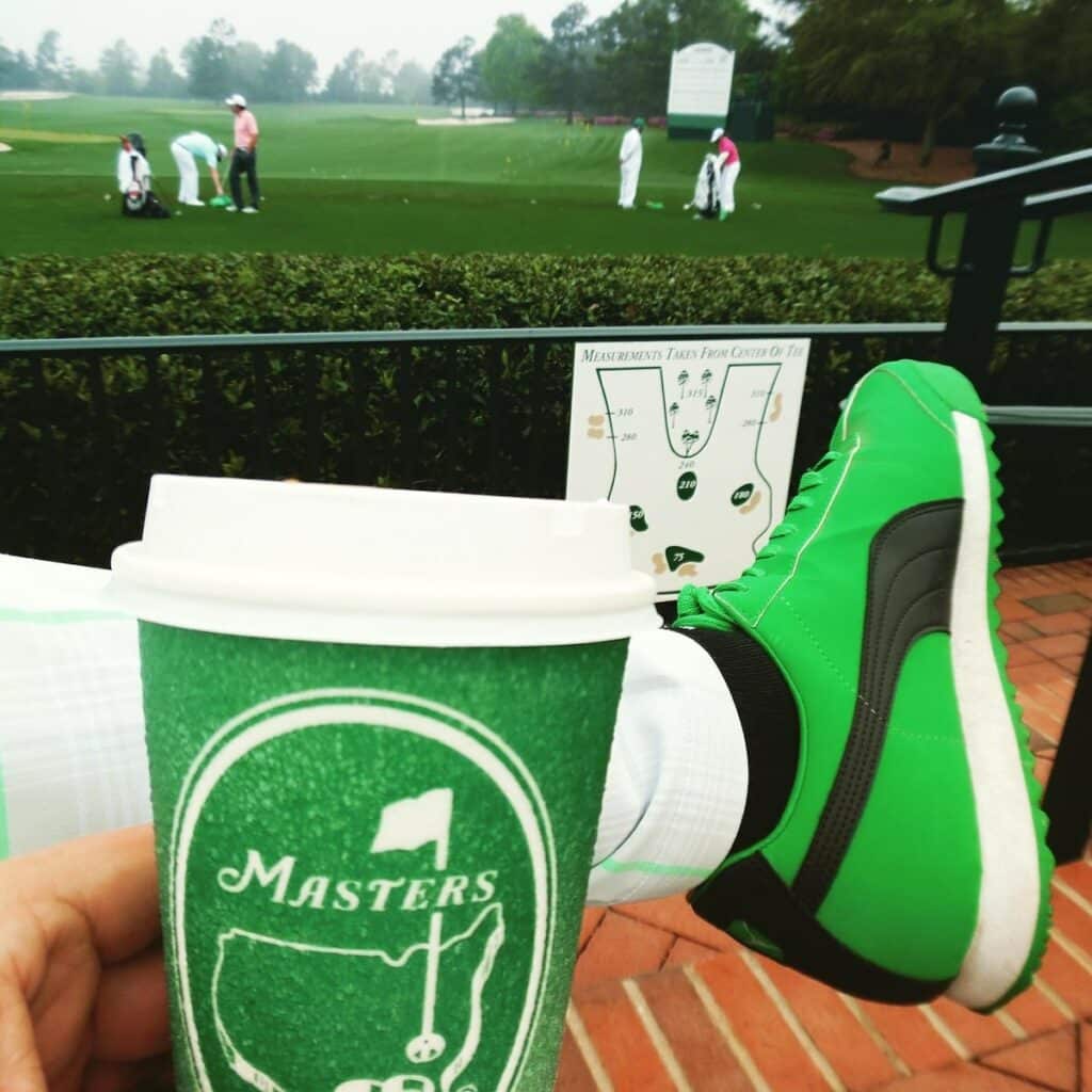 Masters 2024 pov shot with coffee taken by Brendon Elliott