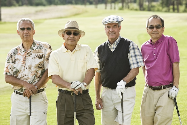 Team of senior golfers out to play a round of golf.