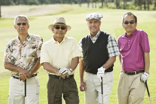 Team of senior golfers out to play a round of golf.