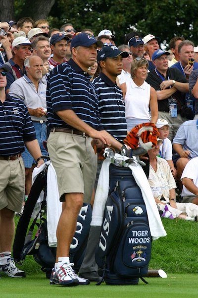Steve Williams Tiger Woods caddy at the 2004 RyderCup looking at a