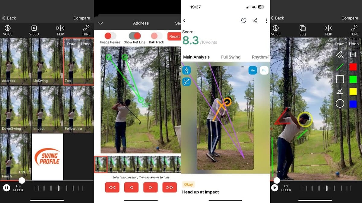screenshots of the best swing analyzer apps taken by abdulmoiz minhas