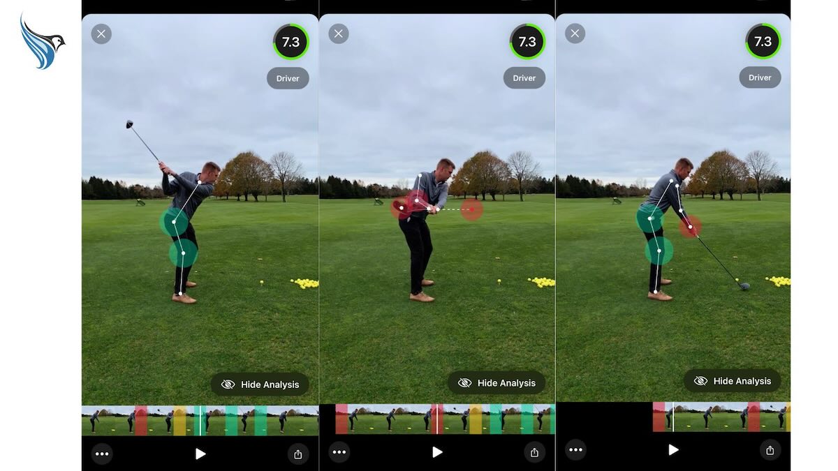 screenshots of sparrow golf swing analyzer app
