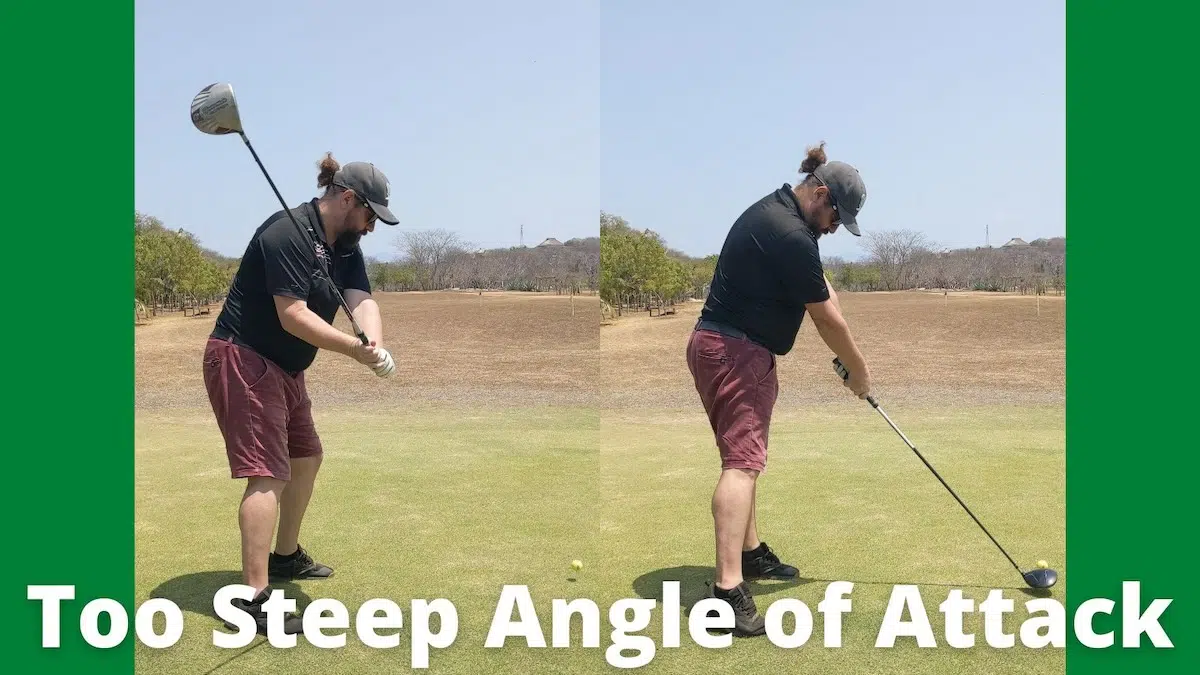 Clint McCormick golf professional demonstrates a too steep angle of attack which can reduce spin on your driver