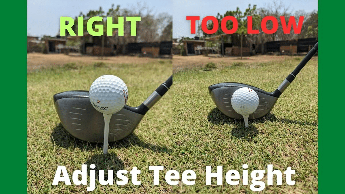 Clint McCormick golf professional demonstrates the the correct tee height to reduce spin on your driver