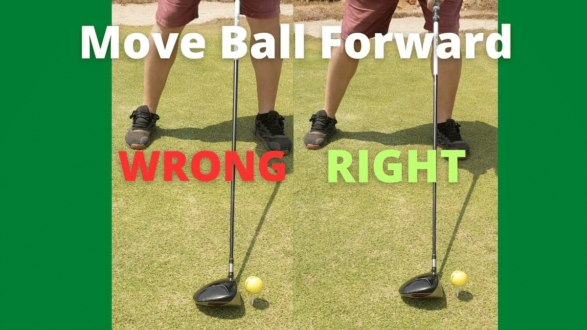 Clint McCormick golf professional demonstrates moving the ball forward can reduce spin on your driver
