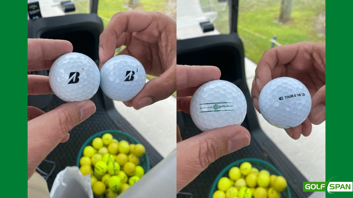 refurbished golf balls from testing taken by brendan elliott and his students