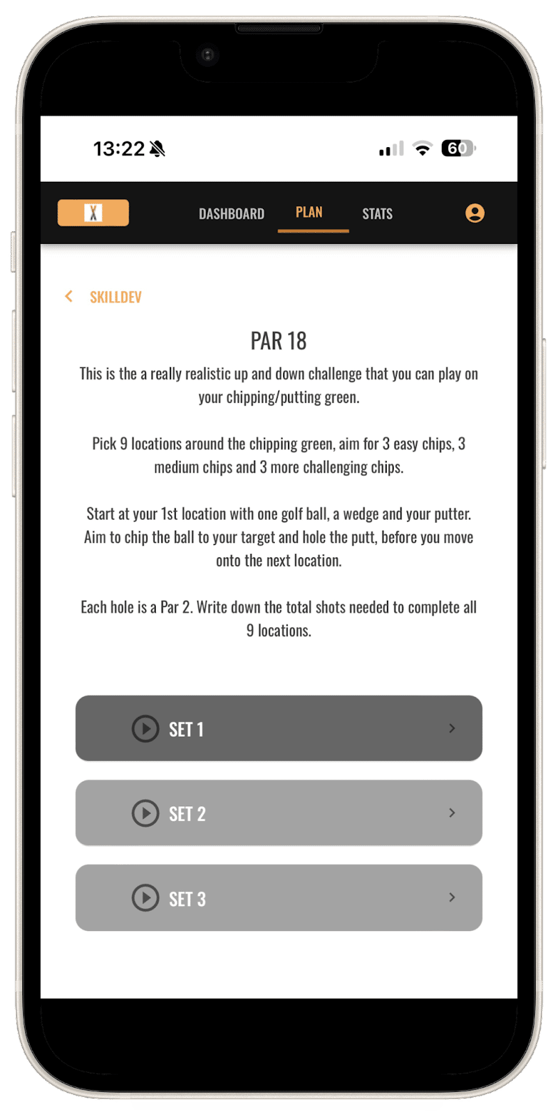 This is a chipping challenge and a putting challenge, all in one.