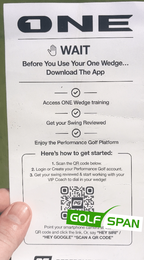 There's a golf app from Performance One that comes with the ONE Wedge.
