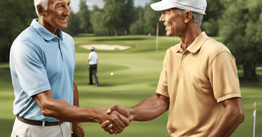 Show good sportsmanship and basic golf etiquette by shaking hands after a round.