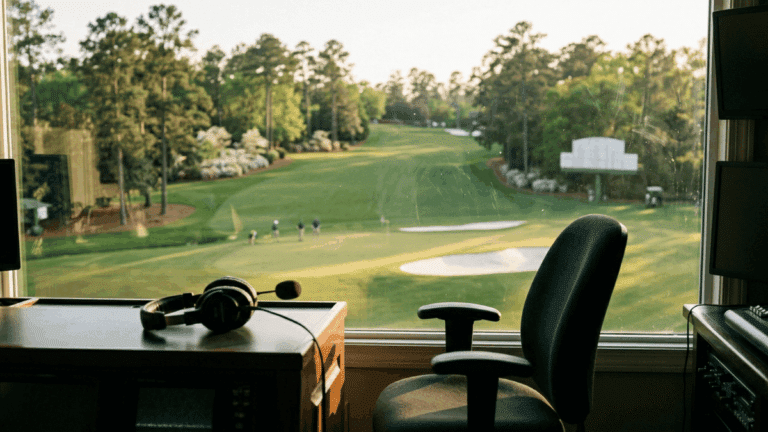 The broadcaster booth at the Masters