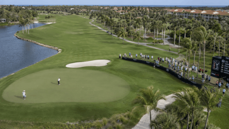 Trump Doral with few people in the gallery during a tournament.
